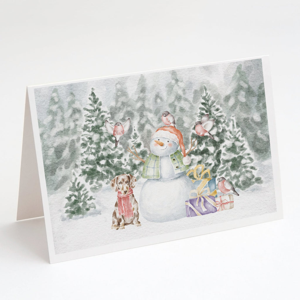 Dachshund Dappled Christmas Greeting Cards Pack of 8 Blank Cards with Envelopes Whimsical A7 Size 5x7
