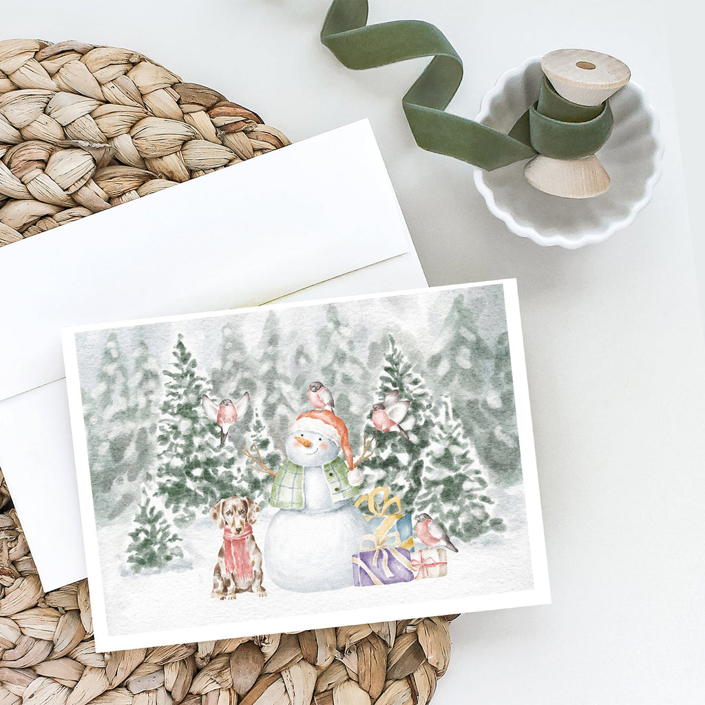 Dachshund Dappled Christmas Greeting Cards Pack of 8 Blank Cards with Envelopes Whimsical A7 Size 5x7