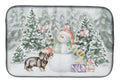 Dachshund Black and Tan Standing Christmas Dish Drying Mat Absorbent Dish Drying Mat Pad for Kitchen Counter Dish Drainer Mat for Countertop, 14 x 21", Multicolor