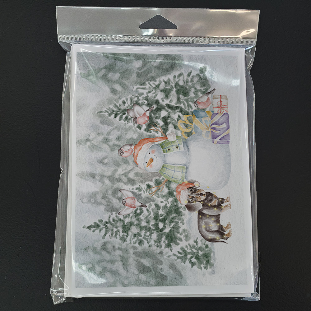 Dachshund Black and Tan Standing Christmas Greeting Cards Pack of 8 Blank Cards with Envelopes Whimsical A7 Size 5x7