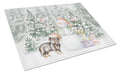 Dachshund Black and Tan Standing Christmas Cutting Board Tempered Glass Kitchen Cutting Surface, Heat Resistant Chopping, Non-Slip Feet, Food Prep & Serving