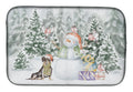 Dachshund Black and Tan Sitting Christmas Dish Drying Mat Absorbent Dish Drying Mat Pad for Kitchen Counter Dish Drainer Mat for Countertop, 14 x 21", Multicolor