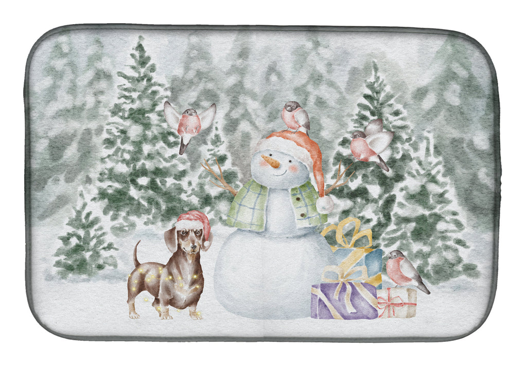 Dachshund Chocolate Christmas Dish Drying Mat Absorbent Dish Drying Mat Pad for Kitchen Counter Dish Drainer Mat for Countertop, 14 x 21", Multicolor