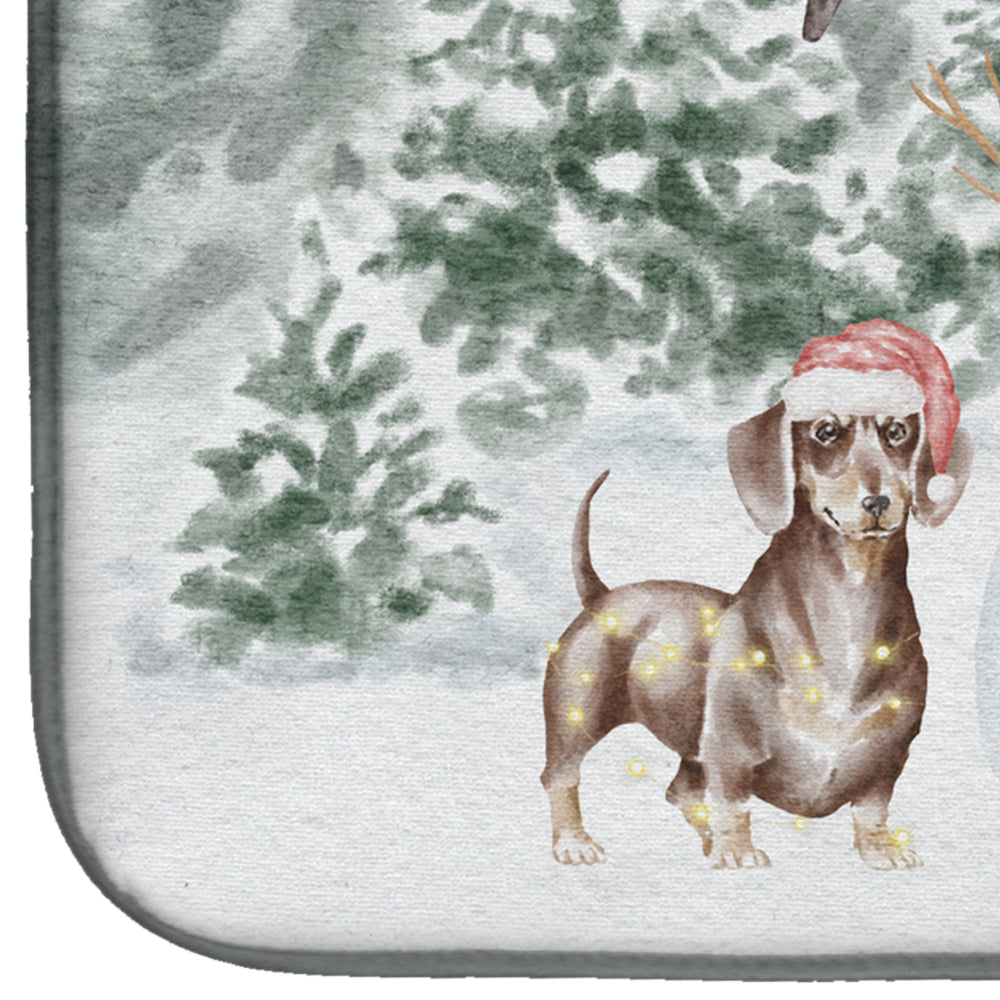 Dachshund Chocolate Christmas Dish Drying Mat Absorbent Dish Drying Mat Pad for Kitchen Counter Dish Drainer Mat for Countertop, 14 x 21", Multicolor