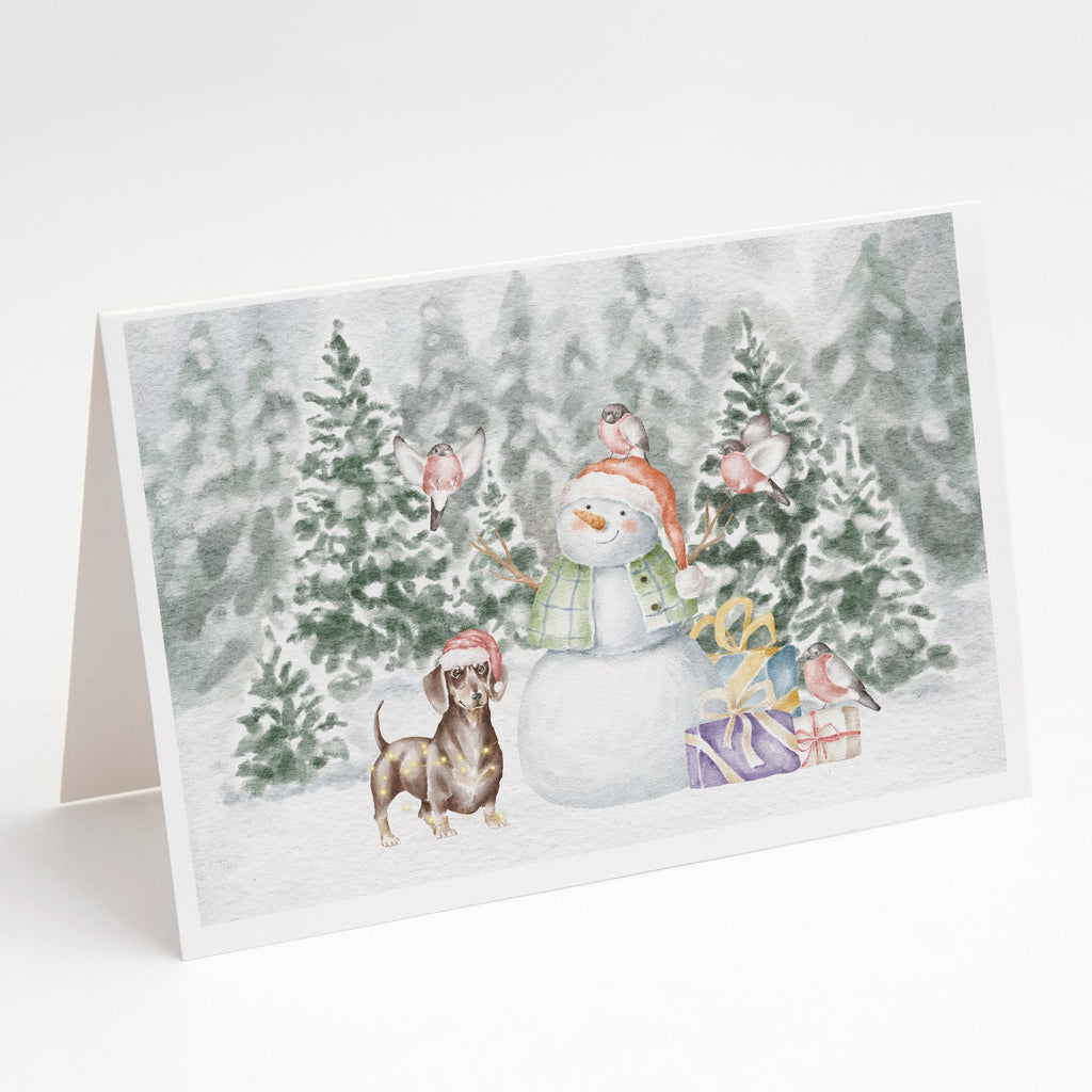 Dachshund Chocolate Christmas Greeting Cards Pack of 8 Blank Cards with Envelopes Whimsical A7 Size 5x7