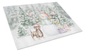 Dachshund Chocolate Christmas Cutting Board Tempered Glass Kitchen Cutting Surface, Heat Resistant Chopping, Non-Slip Feet, Food Prep & Serving