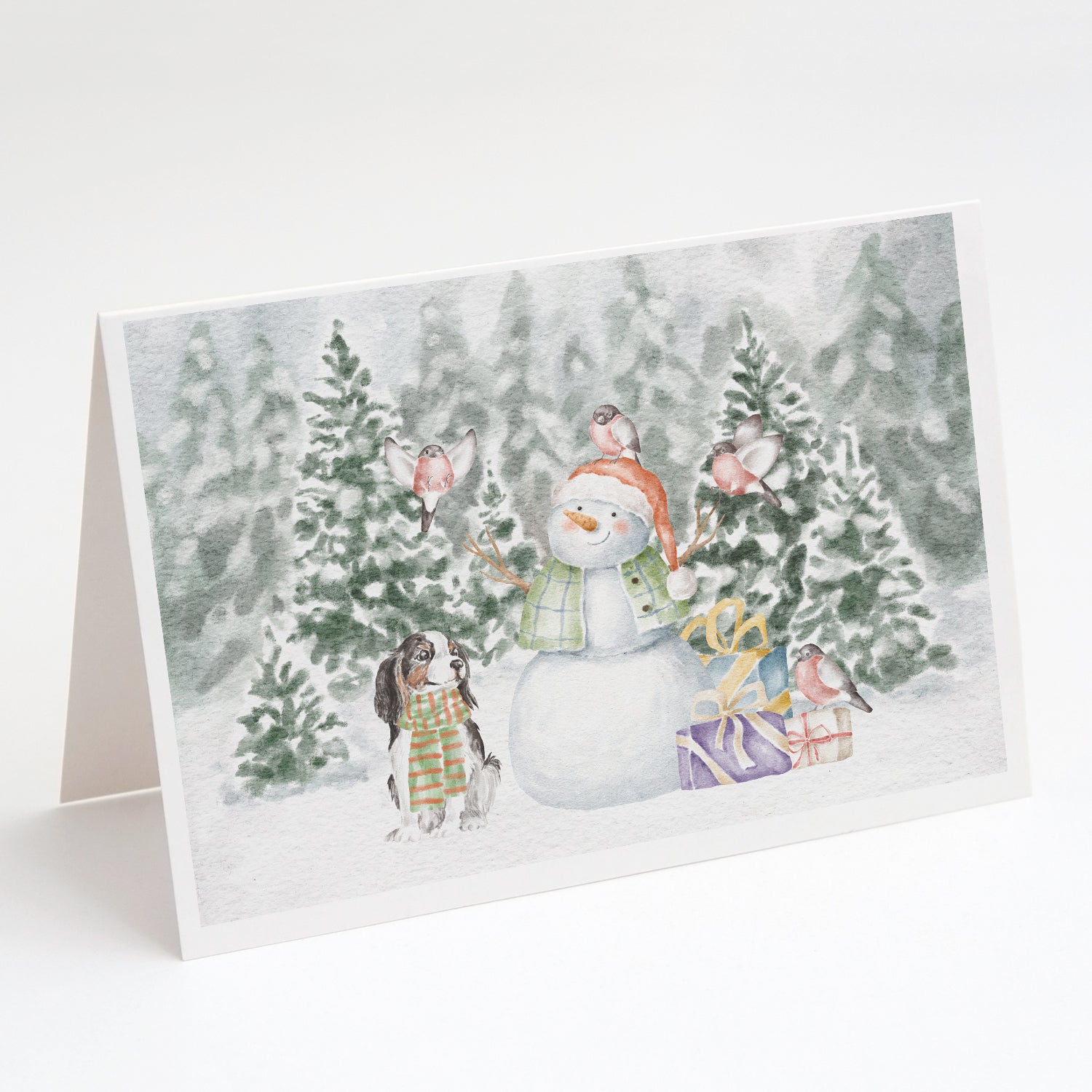 Cavalier King Charles Spaniel Tricolor Christmas Greeting Cards Pack of 8 Blank Cards with Envelopes Whimsical A7 Size 5x7