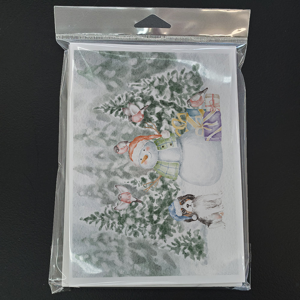 Cavalier King Charles Spaniel Tricolor Puppy Christmas Greeting Cards Pack of 8 Blank Cards with Envelopes Whimsical A7 Size 5x7