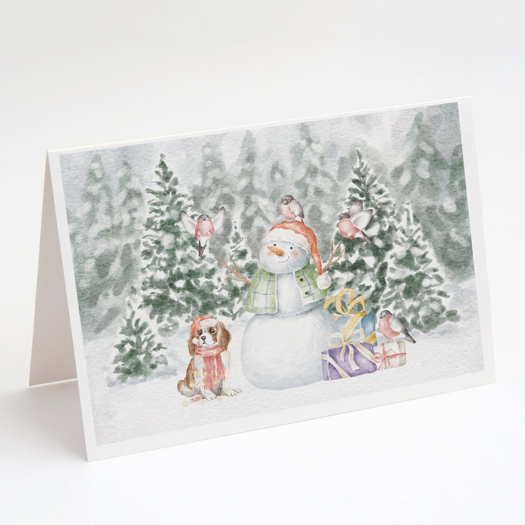 Cavalier King Charles Spaniel Blenheim Puppy Christmas Greeting Cards Pack of 8 Blank Cards with Envelopes Whimsical A7 Size 5x7