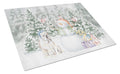 Bulldog Fawn Christmas Cutting Board Tempered Glass Kitchen Cutting Surface, Heat Resistant Chopping, Non-Slip Feet, Food Prep & Serving