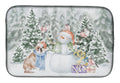 Bulldog Fawn and White Christmas Dish Drying Mat Absorbent Dish Drying Mat Pad for Kitchen Counter Dish Drainer Mat for Countertop, 14 x 21", Multicolor