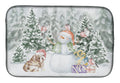 Bulldog Puppy Fawn and White Christmas Dish Drying Mat Absorbent Dish Drying Mat Pad for Kitchen Counter Dish Drainer Mat for Countertop, 14 x 21", Multicolor