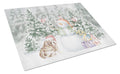 Bulldog Puppy Fawn and White Christmas Cutting Board Tempered Glass Kitchen Cutting Surface, Heat Resistant Chopping, Non-Slip Feet, Food Prep & Serving