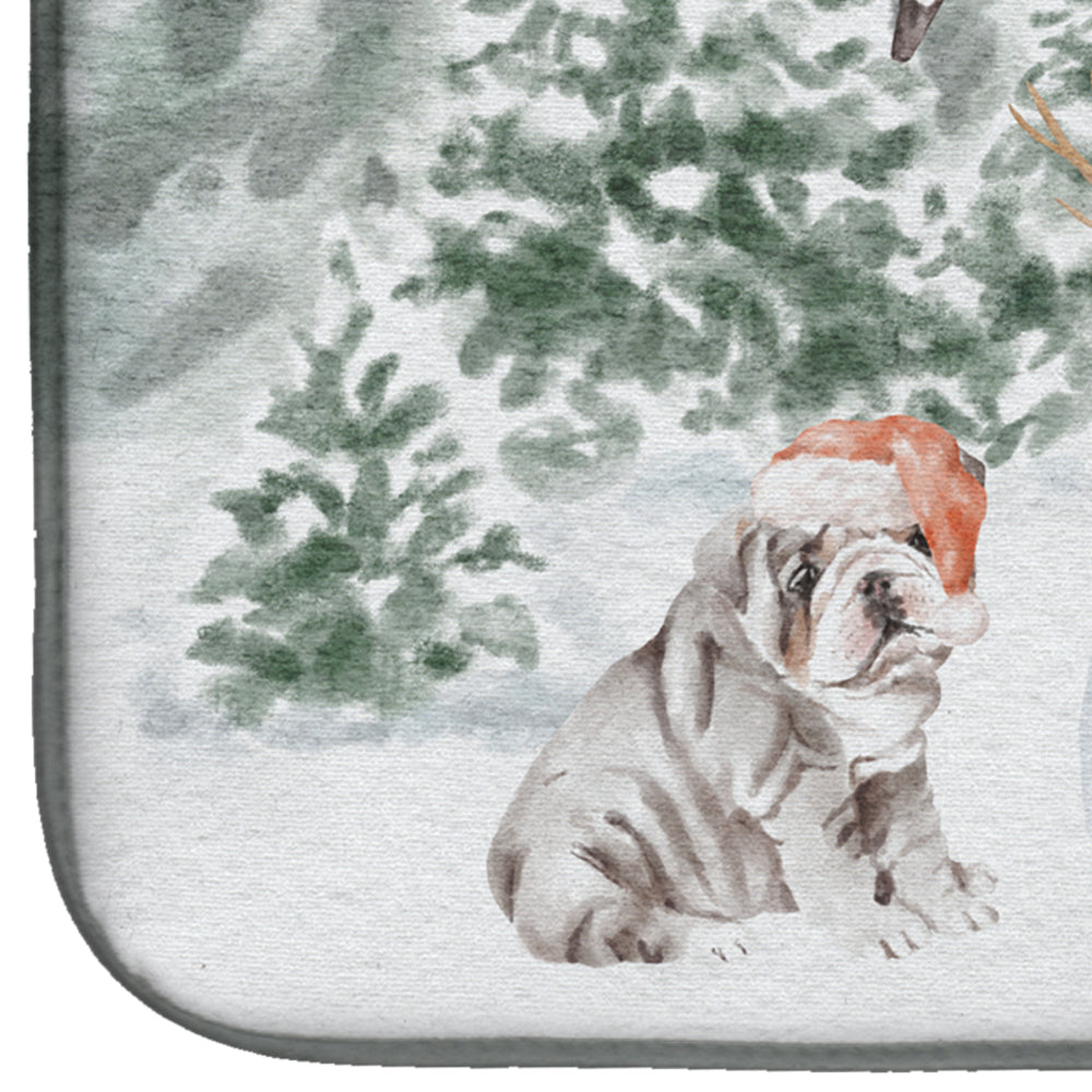 Bulldog Puppy Chocolate Christmas Dish Drying Mat Absorbent Dish Drying Mat Pad for Kitchen Counter Dish Drainer Mat for Countertop, 14 x 21", Multicolor