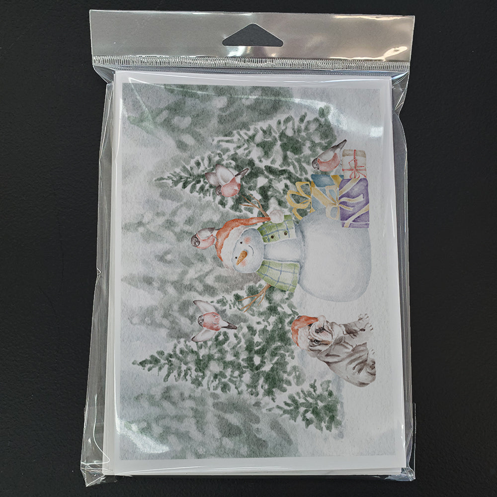 Bulldog Puppy Chocolate Christmas Greeting Cards Pack of 8 Blank Cards with Envelopes Whimsical A7 Size 5x7