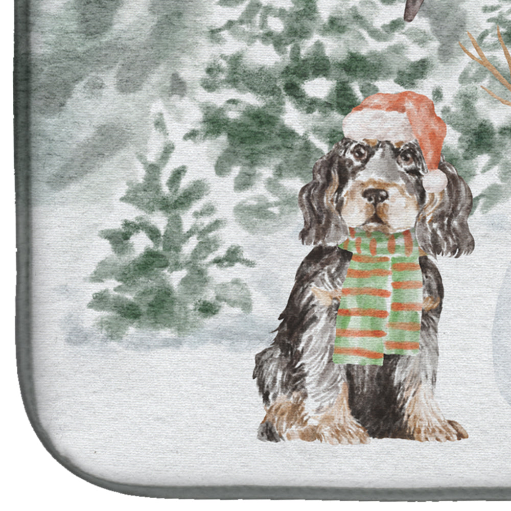Cocker Spaniel Black and Tan Christmas Dish Drying Mat Absorbent Dish Drying Mat Pad for Kitchen Counter Dish Drainer Mat for Countertop, 14 x 21", Multicolor