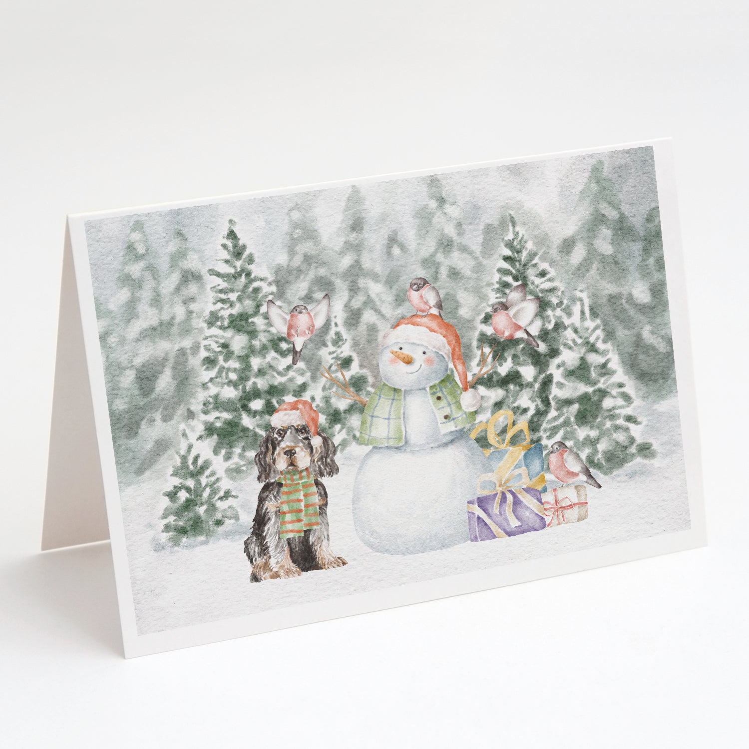 Cocker Spaniel Black and Tan Christmas Greeting Cards Pack of 8 Blank Cards with Envelopes Whimsical A7 Size 5x7