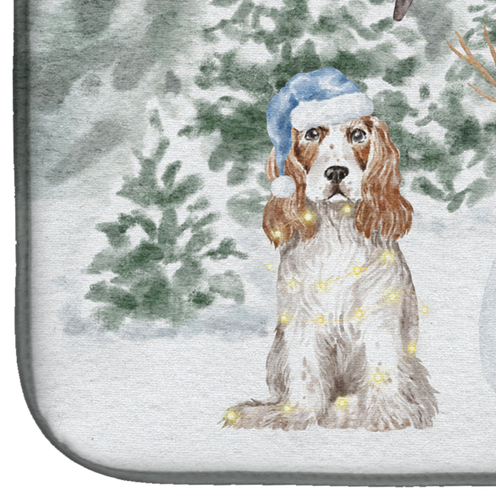 Cocker Spaniel Red and White Christmas Dish Drying Mat Absorbent Dish Drying Mat Pad for Kitchen Counter Dish Drainer Mat for Countertop, 14 x 21", Multicolor