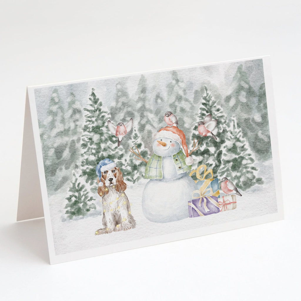 Cocker Spaniel Red and White Christmas Greeting Cards Pack of 8 Blank Cards with Envelopes Whimsical A7 Size 5x7