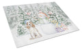Cocker Spaniel Red and White Christmas Cutting Board Tempered Glass Kitchen Cutting Surface, Heat Resistant Chopping, Non-Slip Feet, Food Prep & Serving