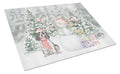 Cocker Spaniel Black and White Christmas Cutting Board Tempered Glass Kitchen Cutting Surface, Heat Resistant Chopping, Non-Slip Feet, Food Prep & Serving