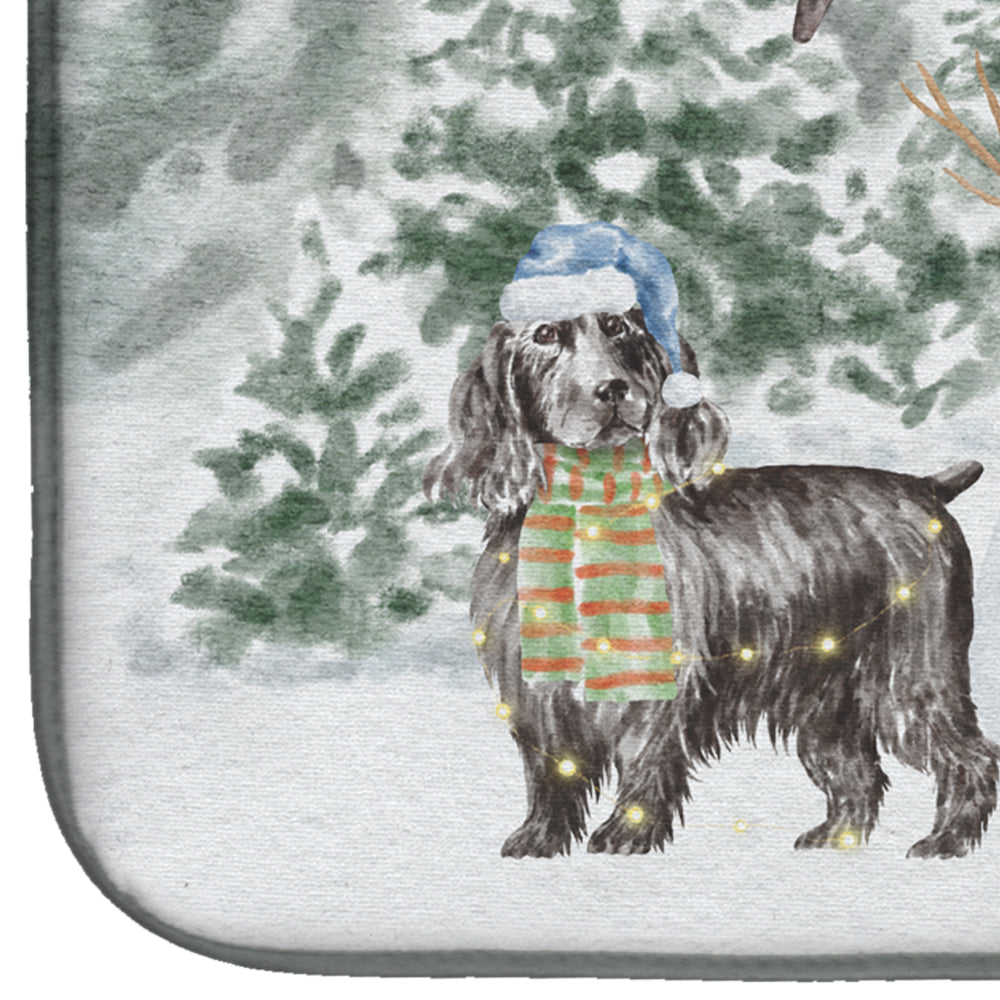 Cocker Spaniel Black Christmas Dish Drying Mat Absorbent Dish Drying Mat Pad for Kitchen Counter Dish Drainer Mat for Countertop, 14 x 21", Multicolor