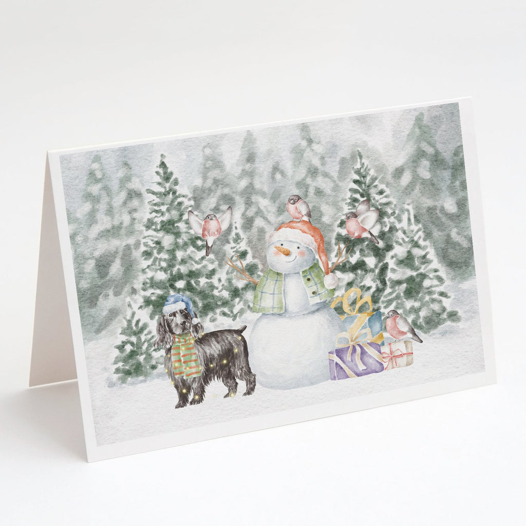 Cocker Spaniel Black Christmas Greeting Cards Pack of 8 Blank Cards with Envelopes Whimsical A7 Size 5x7