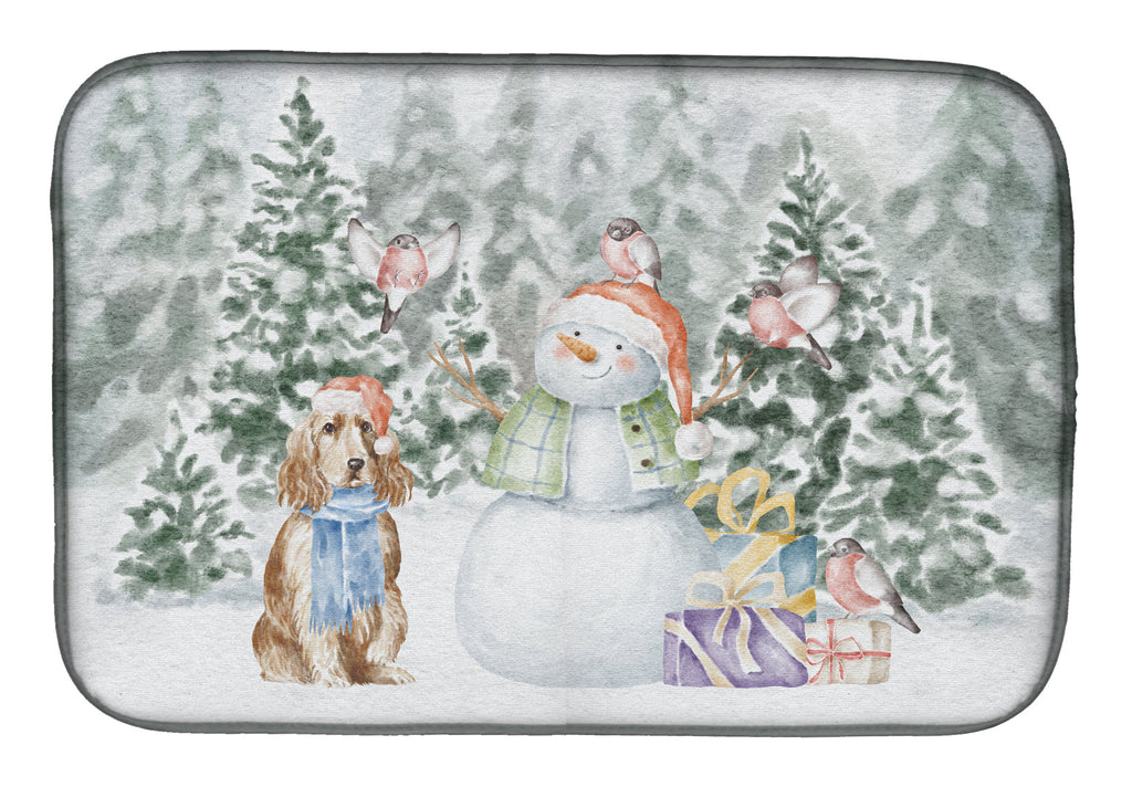 Cocker Spaniel Golden Christmas Dish Drying Mat Absorbent Dish Drying Mat Pad for Kitchen Counter Dish Drainer Mat for Countertop, 14 x 21", Multicolor