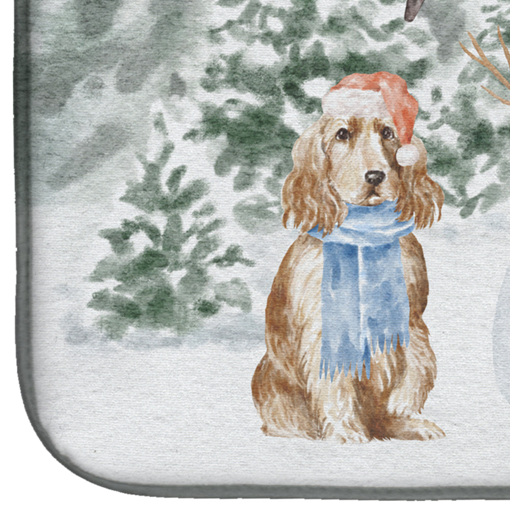 Cocker Spaniel Golden Christmas Dish Drying Mat Absorbent Dish Drying Mat Pad for Kitchen Counter Dish Drainer Mat for Countertop, 14 x 21", Multicolor