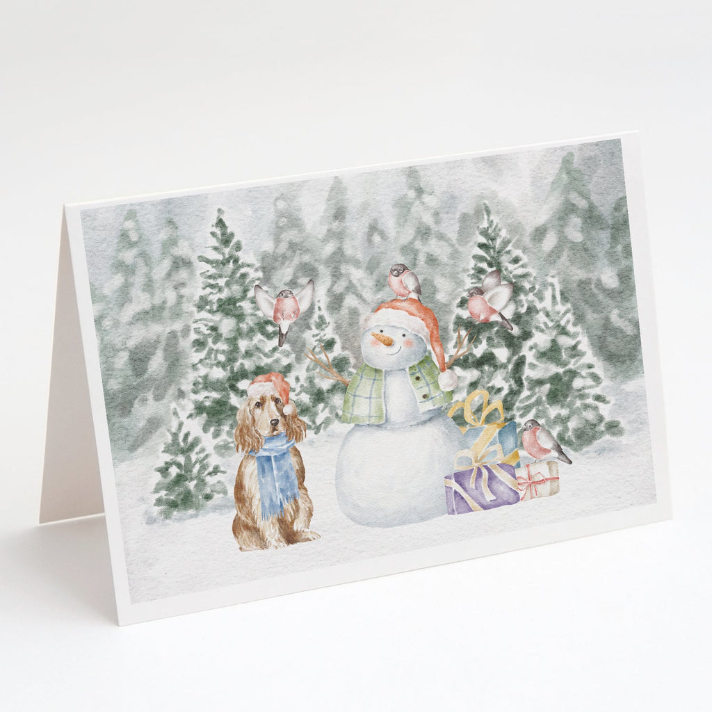 Cocker Spaniel Golden Christmas Greeting Cards Pack of 8 Blank Cards with Envelopes Whimsical A7 Size 5x7