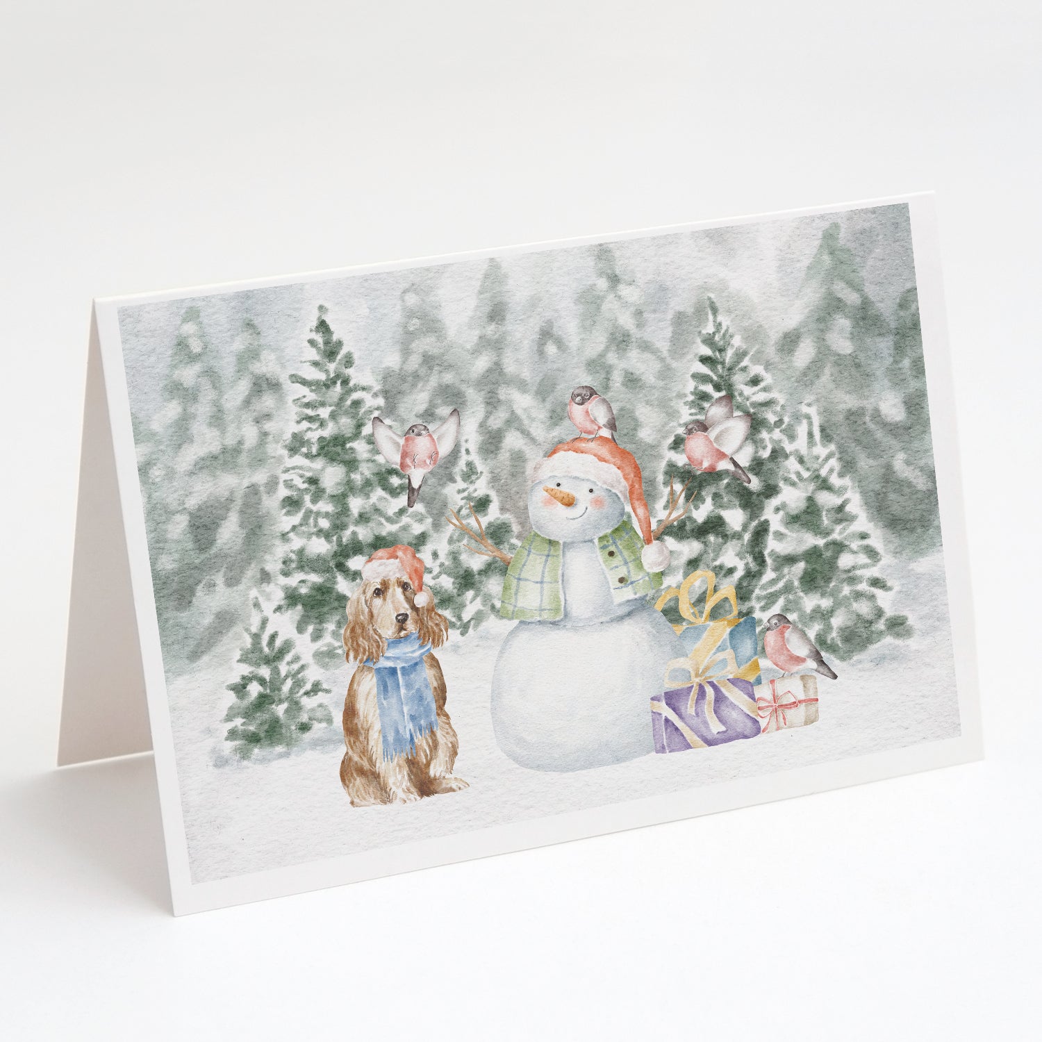 Cocker Spaniel Golden Christmas Greeting Cards Pack of 8 Blank Cards with Envelopes Whimsical A7 Size 5x7