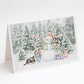 Basset Hound Tricolor Christmas Greeting Cards Pack of 8 Blank Cards with Envelopes Whimsical A7 Size 5x7