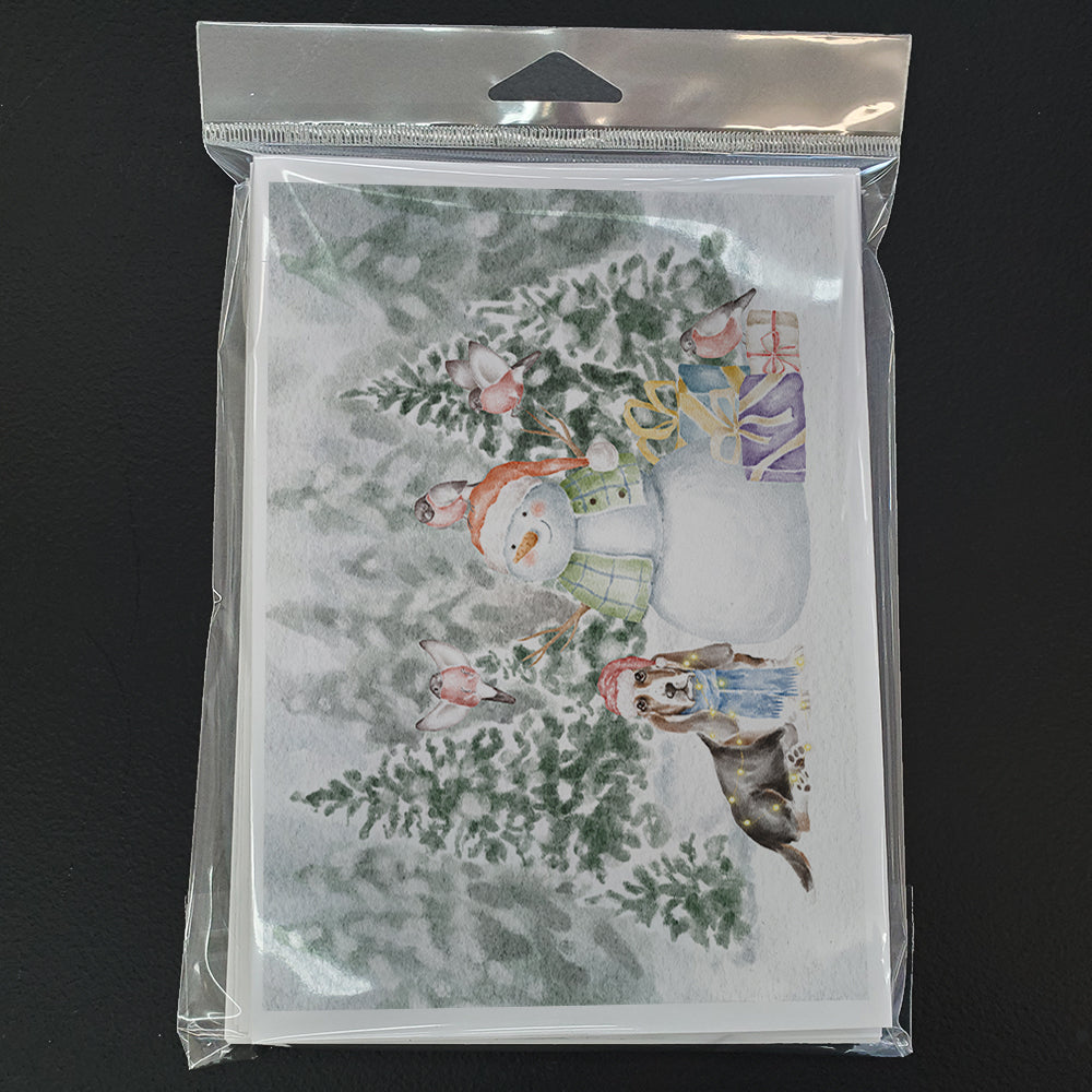 Basset Hound Tricolor Christmas Greeting Cards Pack of 8 Blank Cards with Envelopes Whimsical A7 Size 5x7