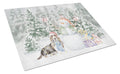 Basset Hound Tricolor Christmas Cutting Board Tempered Glass Kitchen Cutting Surface, Heat Resistant Chopping, Non-Slip Feet, Food Prep & Serving