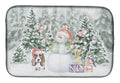 Basset Hound Puppy Brown and White Christmas Dish Drying Mat Absorbent Dish Drying Mat Pad for Kitchen Counter Dish Drainer Mat for Countertop, 14 x 21", Multicolor