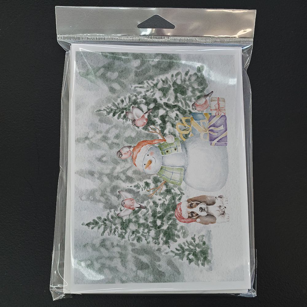 Basset Hound Puppy Brown and White Christmas Greeting Cards Pack of 8 Blank Cards with Envelopes Whimsical A7 Size 5x7