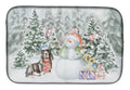 Basset Hound Black White and Tan Christmas Dish Drying Mat Absorbent Dish Drying Mat Pad for Kitchen Counter Dish Drainer Mat for Countertop, 14 x 21", Multicolor