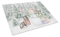 Basset Hound Black White and Tan Christmas Cutting Board Tempered Glass Kitchen Cutting Surface, Heat Resistant Chopping, Non-Slip Feet, Food Prep & Serving