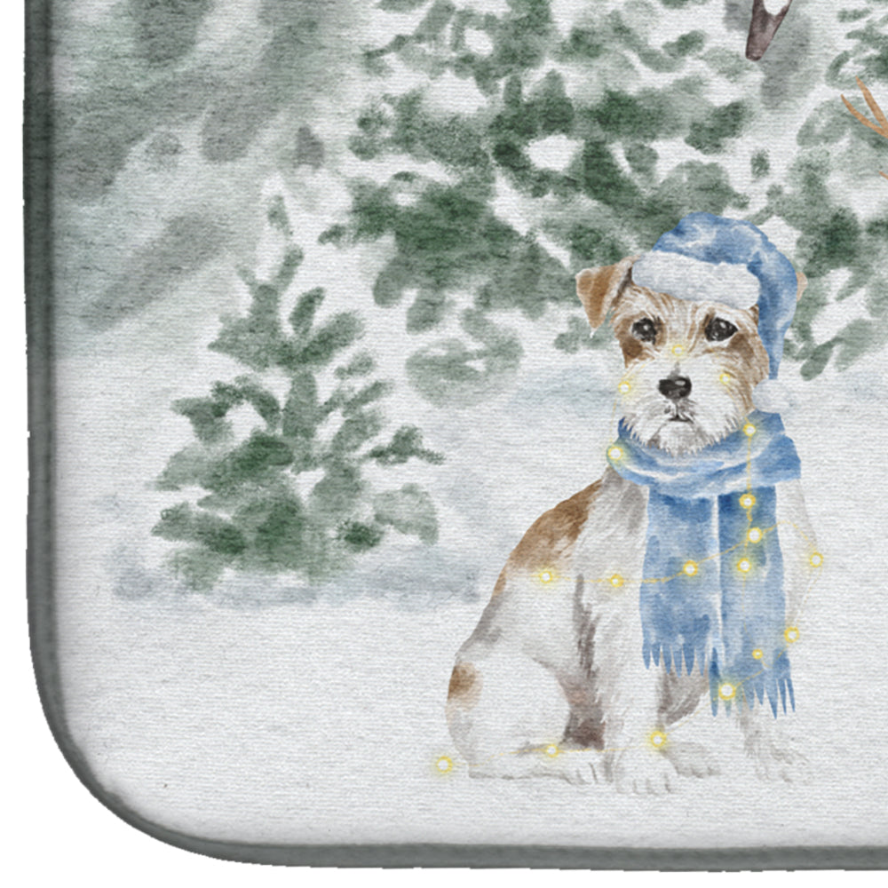 Jack Russell Terrier Wirehaired Christmas Dish Drying Mat Absorbent Dish Drying Mat Pad for Kitchen Counter Dish Drainer Mat for Countertop, 14 x 21", Multicolor