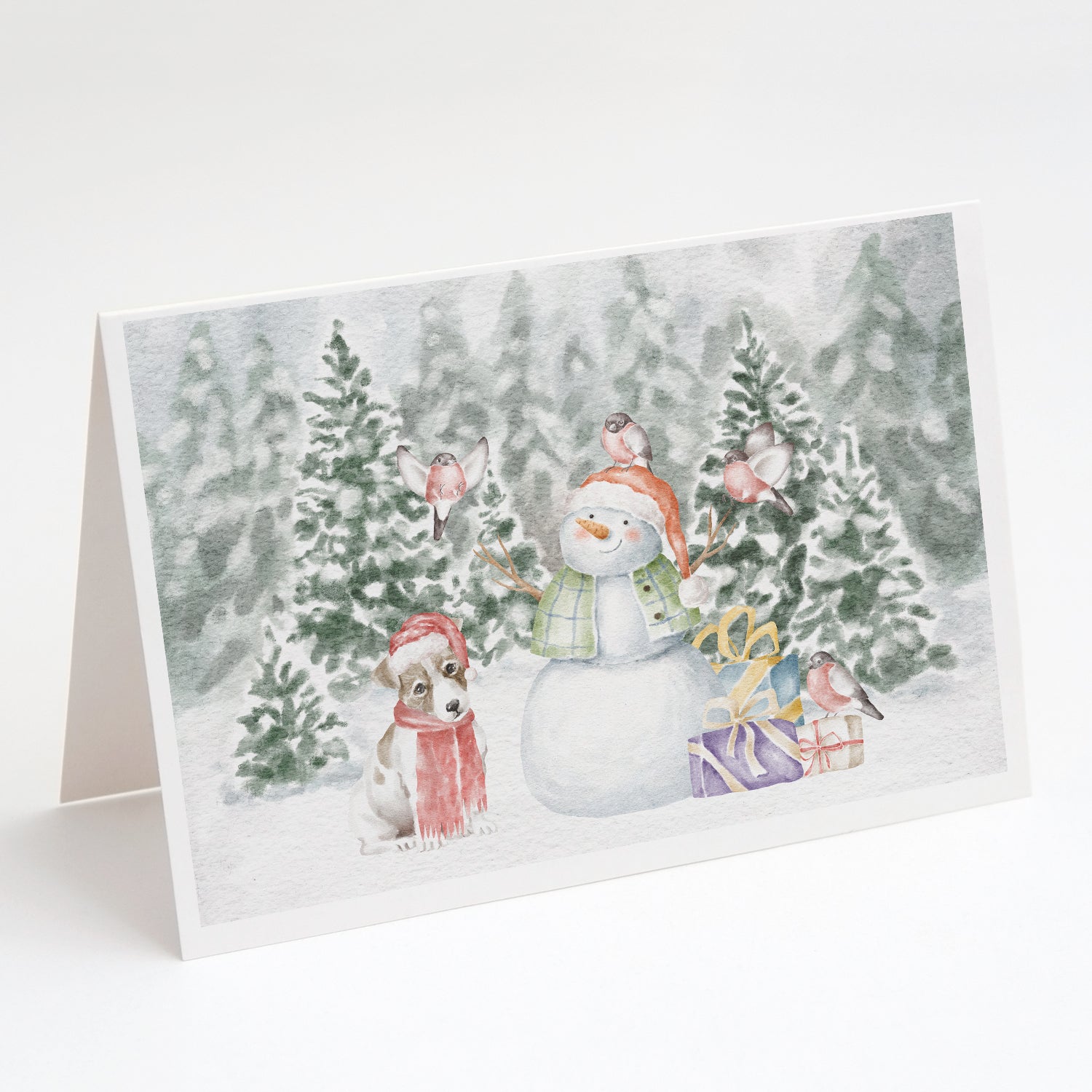 Jack Russell Terrier Puppy Christmas Greeting Cards Pack of 8 Blank Cards with Envelopes Whimsical A7 Size 5x7