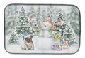 Pug Fawn Sitting Christmas Dish Drying Mat Absorbent Dish Drying Mat Pad for Kitchen Counter Dish Drainer Mat for Countertop, 14 x 21", Multicolor
