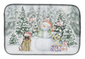 Pug Fawn Smiling Christmas Dish Drying Mat Absorbent Dish Drying Mat Pad for Kitchen Counter Dish Drainer Mat for Countertop, 14 x 21", Multicolor