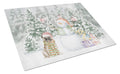 Pug Fawn Smiling Christmas Cutting Board Tempered Glass Kitchen Cutting Surface, Heat Resistant Chopping, Non-Slip Feet, Food Prep & Serving