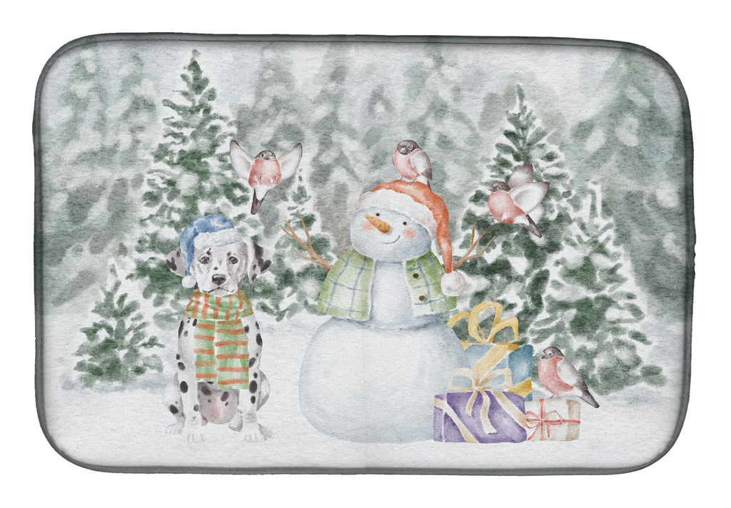 Dalmatian Christmas Dish Drying Mat Absorbent Dish Drying Mat Pad for Kitchen Counter Dish Drainer Mat for Countertop, 14 x 21", Multicolor