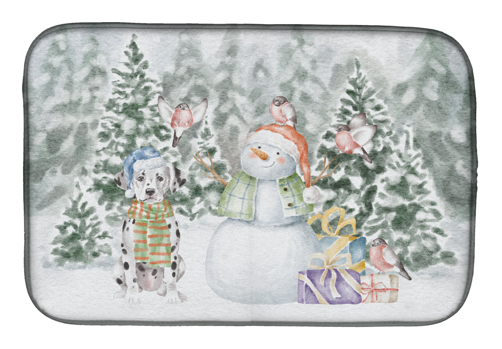 Dalmatian Christmas Dish Drying Mat Absorbent Dish Drying Mat Pad for Kitchen Counter Dish Drainer Mat for Countertop, 14 x 21", Multicolor