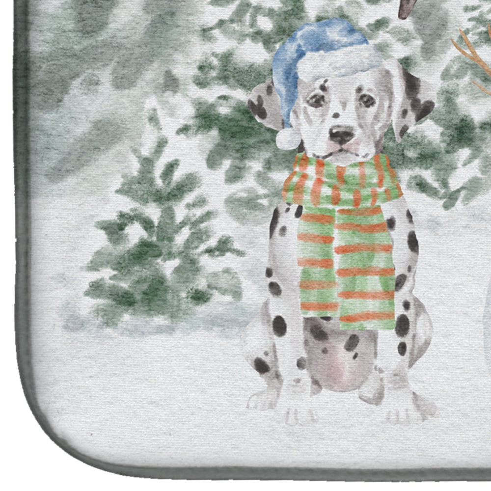 Dalmatian Christmas Dish Drying Mat Absorbent Dish Drying Mat Pad for Kitchen Counter Dish Drainer Mat for Countertop, 14 x 21", Multicolor