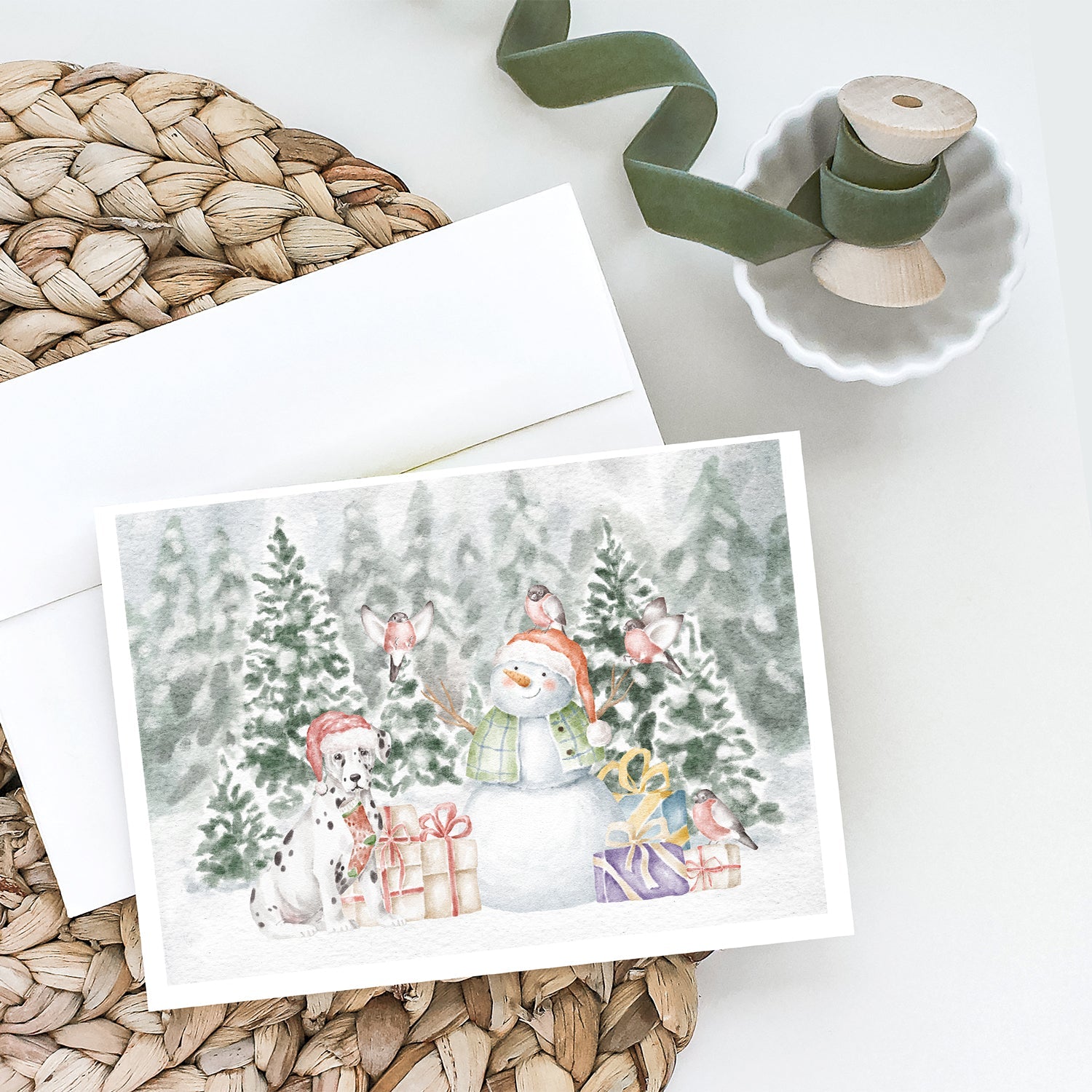 Dalmatian Puppy Christmas Greeting Cards Pack of 8 Blank Cards with Envelopes Whimsical A7 Size 5x7