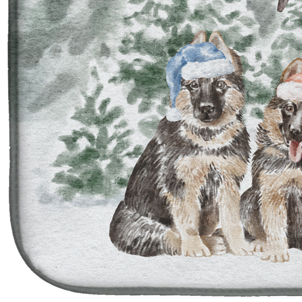 German Shepherd Puppy Duo Christmas Dish Drying Mat Absorbent Dish Drying Mat Pad for Kitchen Counter Dish Drainer Mat for Countertop, 14 x 21", Multicolor
