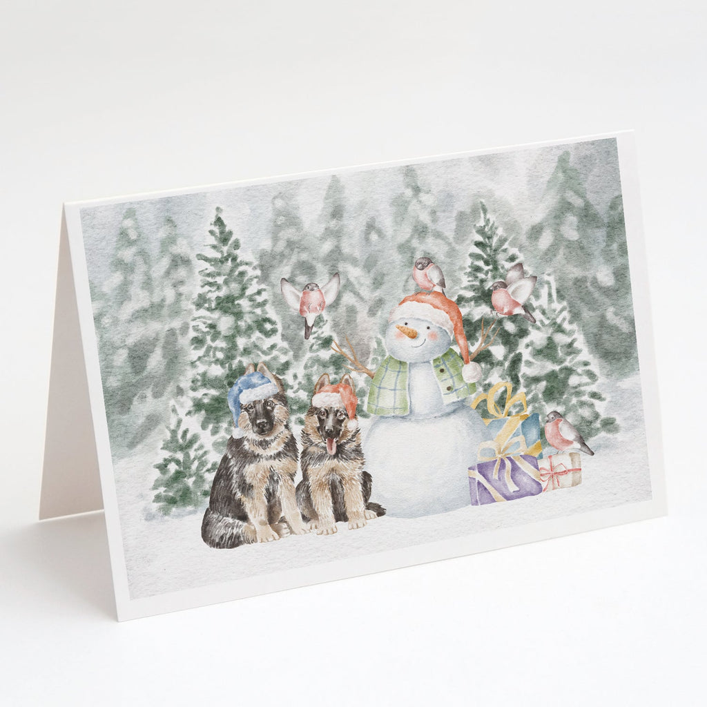 German Shepherd Puppy Duo Christmas Greeting Cards Pack of 8 Blank Cards with Envelopes Whimsical A7 Size 5x7
