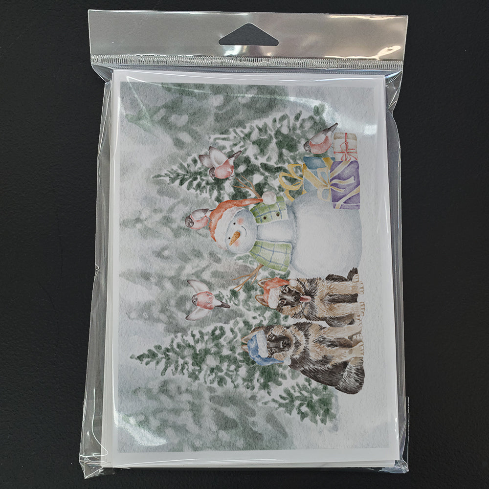 German Shepherd Puppy Duo Christmas Greeting Cards Pack of 8 Blank Cards with Envelopes Whimsical A7 Size 5x7